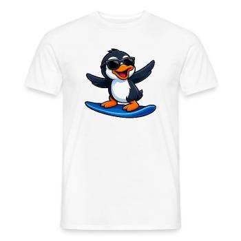 Cool Penguin Surfer Water Sports Summer Sun - Men's T-Shirt - white - Front - AI Model Male 178 dark (178cm)