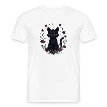 Mondnachtkatze Blumenkreis - Männer T-Shirt - Weiß - Vorne - AI Model Male 178 dark (178cm)