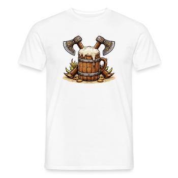 Beer barrel with axes Viking - Men's T-Shirt - white - Front - AI Model Male 178 dark (178cm)