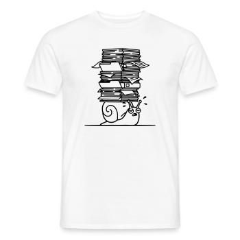 Plan de bureau de la pile de papier escargot - T-shirt homme - blanc - Devant - AI Model Male 178 dark (178cm)