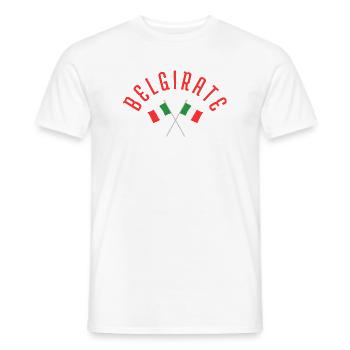 Belgirate Crossed Italian Flags Emblem - Men's T-Shirt - white - Front - AI Model Male 178 dark (178cm)