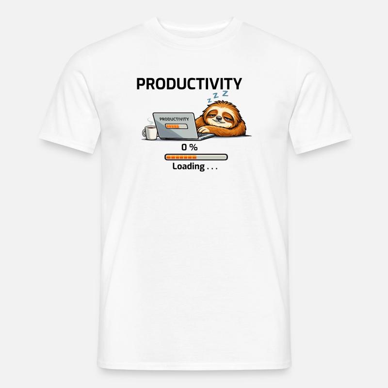 Productive Sloth on Laptop - Men’s T-shirt - white