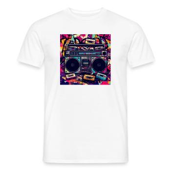 Boombox Graffiti Neon Retro - Männer T-Shirt - Weiß - Vorne - AI Model Male 178 dark (178cm)
