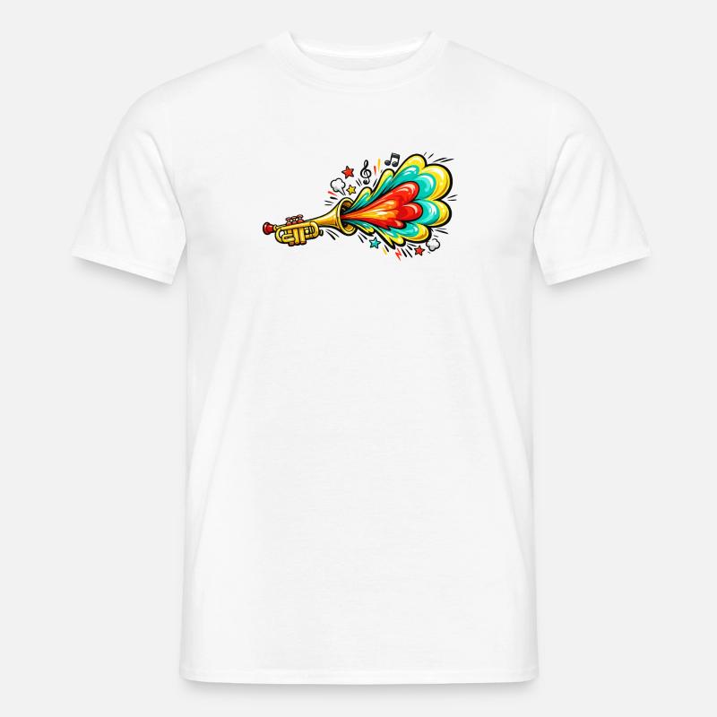 Bunte Trompete Farbexplosion - Männer T-Shirt - Weiß
