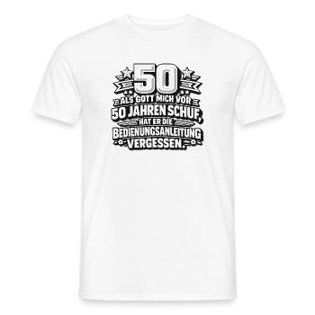 50 Jahre: Bedienungsanleitung Vergessen - Männer T-Shirt - Weiß - Vorne - AI Model Male 178 dark (178cm)