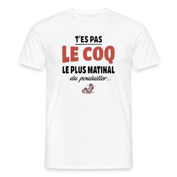T’es pas le coq le plus matinal du poulailler - T-shirt homme - blanc - Devant - AI Model Male 178 dark (178cm)