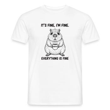 Its Fine Im Fine Coffee Capybara Humor - Men's T-Shirt - white - Front - AI Model Male 178 dark (178cm)
