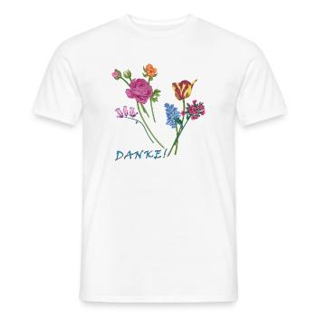 Danke mit einem Blumenstrauß  - Männer T-Shirt - Weiß - Vorne - AI Model Male 178 dark (178cm)