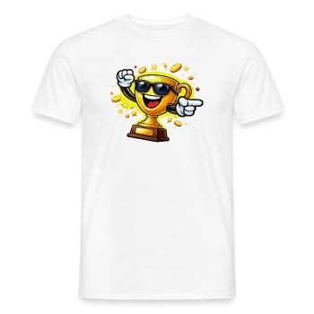 Golden Trophy with Sunglasses - Men's T-Shirt - white - Front - AI Model Male 178 dark (178cm)