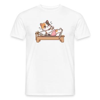 Reformer Pilates Cat - Men's T-Shirt - white - Front - AI Model Male 178 dark (178cm)