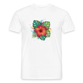 Tropical Hibiscus Splash - Men's T-Shirt - white - Front - AI Model Male 178 dark (178cm)