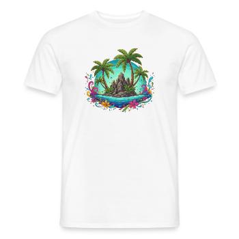 Tropische Insel Oase Palmen Farben - Männer T-Shirt - Weiß - Vorne - AI Model Male 178 dark (178cm)
