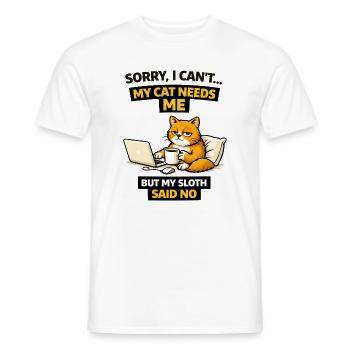 Katzen-Me-Zeit vs. Faultier-Weigerung - Männer T-Shirt - Weiß - Vorne - AI Model Male 178 dark (178cm)