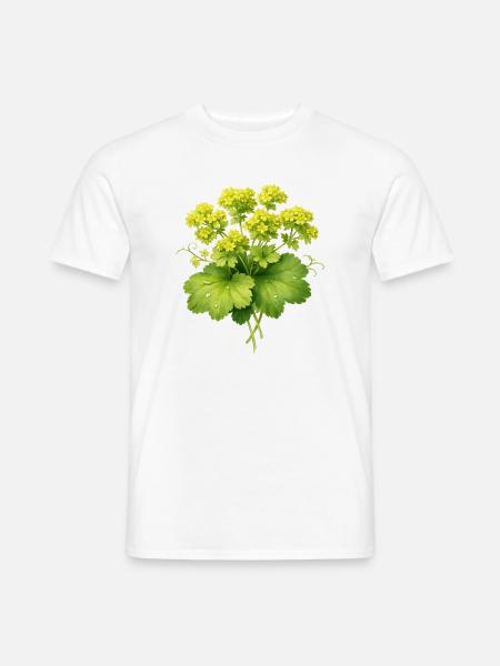 Frauenmantel Pflanze mit Blüten  - Männer T-Shirt - Weiß
