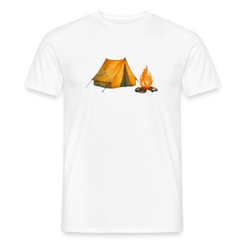 Lagerabenteuer Zelt & Feuer - Männer T-Shirt - Weiß - Vorne - AI Model Male 178 dark (178cm)
