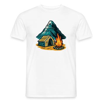 Mountain camping fire pit - Men's T-Shirt - white - Front - AI Model Male 178 dark (178cm)