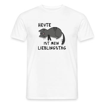 Heute ist mein Lieblingstag – Müde Katze Spruch - Männer T-Shirt - Weiß - Vorne - AI Model Male 178 dark (178cm)