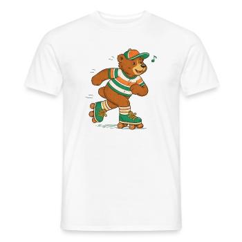 Retro Bär auf Rollschuhen - Männer T-Shirt - Weiß - Vorne - AI Model Male 178 dark (178cm)