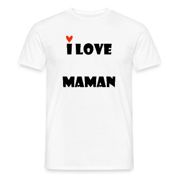 I LOVE MAMAN. SUPER MAMAN. FÊTE DES MÈRES. COEUR.  - T-shirt homme - blanc - Devant - AI Model Male 178 dark (178cm)