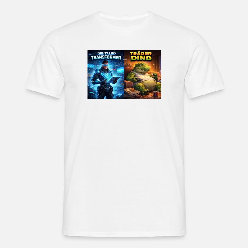 Digitaler Tech-Kämpfer oder träger Dino - Männer T-Shirt - Weiß