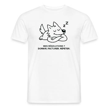 Loup Somnolent et Résolutions de Pause - T-shirt homme - blanc - Devant - AI Model Male 178 dark (178cm)