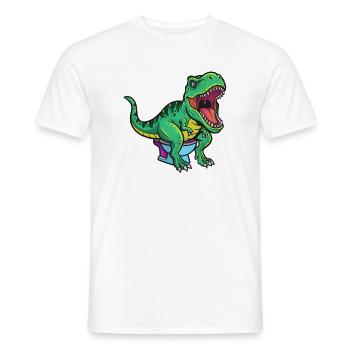 T Rex auf Toilette Cartoon - Männer T-Shirt - Weiß - Vorne - AI Model Male 178 dark (178cm)
