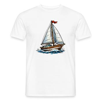 Segelboot auf wilden Wellen - Männer T-Shirt - Weiß - Vorne - AI Model Male 178 dark (178cm)