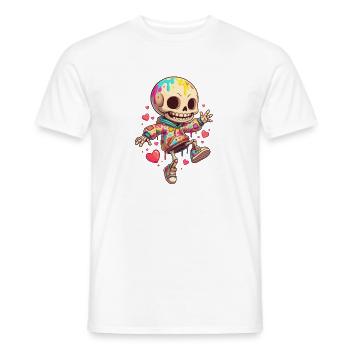 Colorful skeleton in hoodie dance - Men's T-Shirt - white - Front - AI Model Male 178 dark (178cm)