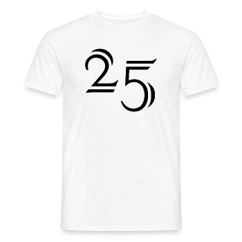 25. 25 ANS. 25e ANNIVERSAIRE. ANNIVERSAIRE 25 ANS. - T-shirt homme - blanc - Devant - AI Model Male 178 dark (178cm)