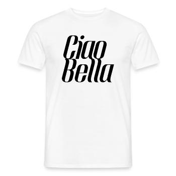 Ciao Bella Italy Saying – Minimal Typo Design - Men's T-Shirt - white - Front - AI Model Male 178 dark (178cm)
