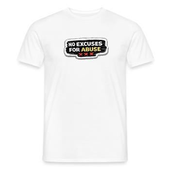No Excuses For Abuse Anti-Abuse Awareness Sticker - Men's T-Shirt - white - Front - AI Model Male 178 dark (178cm)
