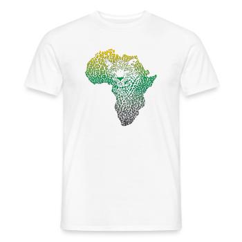 Africa-_continent_silhouette-_leopard_head_and_ - Männer T-Shirt - Weiß - Vorne - AI Model Male 178 dark (178cm)
