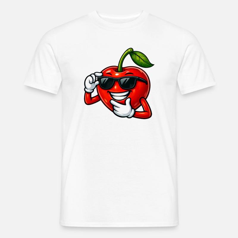Cool Cherry Cartoon Comic Fruit Design - Men’s T-shirt - white