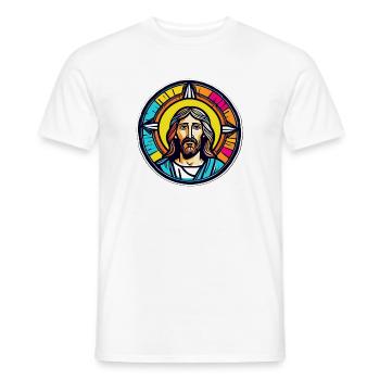 Jesus Vitrail Coloré - T-shirt homme - blanc - Devant - AI Model Male 178 dark (178cm)