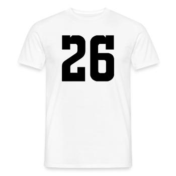 26 - Männer T-Shirt - Weiß - Vorne - AI Model Male 178 dark (178cm)