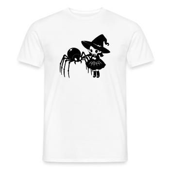 Cute Witch with Spider Halloween Motif - Men's T-Shirt - white - Front - AI Model Male 178 dark (178cm)