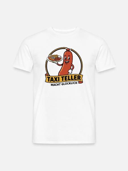 Taxi Teller, Kult Imbiss Ruhrpott Shirt, Hoodie - Männer T-Shirt - Weiß