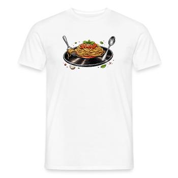Spaghettis sur disque vinyle - T-shirt homme - blanc - Devant - AI Model Male 178 dark (178cm)