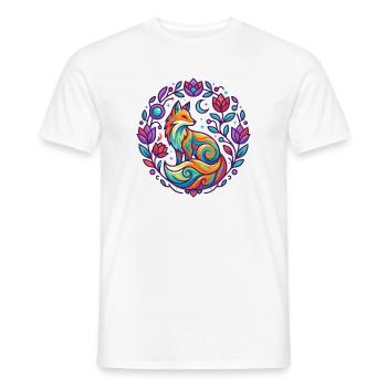 Bunter Fuchs Blumen Mandala Lila Mädchen Design - Männer T-Shirt - Weiß - Vorne - AI Model Male 178 dark (178cm)