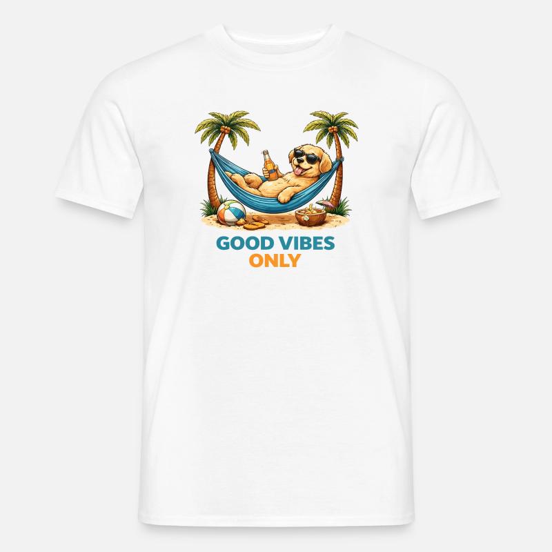 Hvalp i hængekøje – Chill mode - Mænd T-shirt - hvid