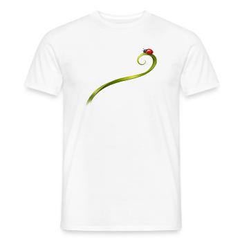 Ladybug on curved blade of grass - Men's T-Shirt - white - Front - AI Model Male 178 dark (178cm)