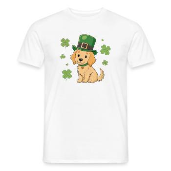 Chien Labrador Mignon St Patrick Chapeau Vert - T-shirt homme - blanc - Devant - AI Model Male 178 dark (178cm)