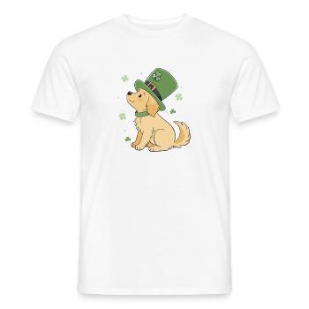 Laabrador Dog Hat Green Clover Lucky Charm - Men's T-Shirt - white - Front - AI Model Male 178 dark (178cm)