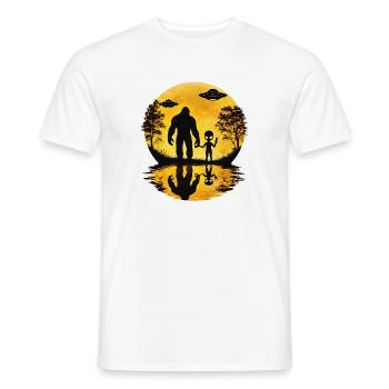 Alien Bigfoot UFO Sasquatch Believers Spaceship - Men's T-Shirt - white - Front - AI Model Male 178 dark (178cm)