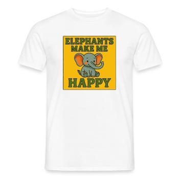 Les éléphants me rendent heureux - Éléphant vintage mignon - T-shirt homme - blanc - Devant - AI Model Male 178 dark (178cm)