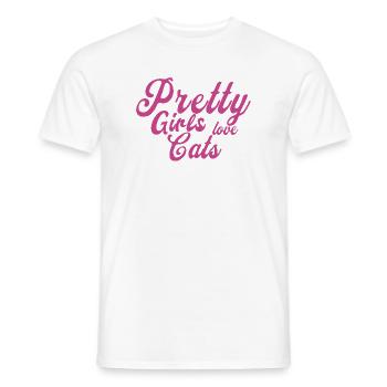 Pink Katzenliebe Spruch - Männer T-Shirt - Weiß - Vorne - AI Model Male 178 dark (178cm)
