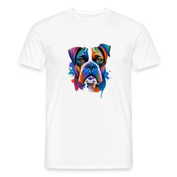Boxer Dog Porträt Lebendige Ölgemälde Kunst - Männer T-Shirt - Weiß - Vorne - AI Model Male 178 dark (178cm)