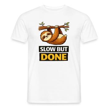Slow But Done Sloth Illustration - Men's T-Shirt - white - Front - AI Model Male 178 dark (178cm)