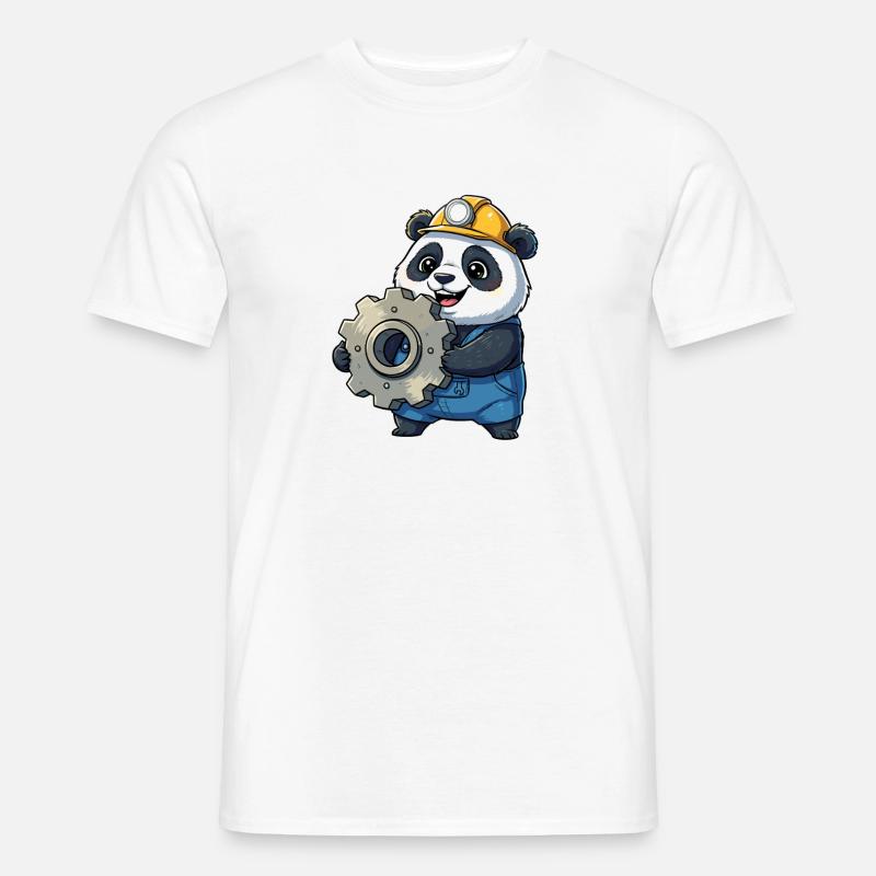 Panda Construction Worker with Gear - Men's T-Shirt - white