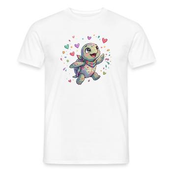 Rainbow Turtle with Heart Patterns - Men's T-Shirt - white - Front - AI Model Male 178 dark (178cm)